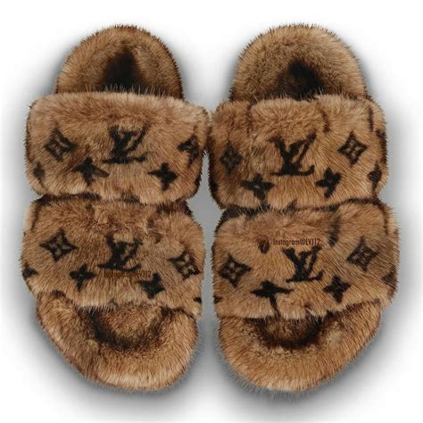 mink slippers louis vuitton|louis vuitton slippers fur.